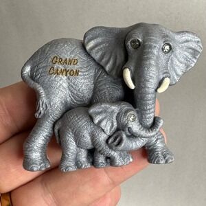 Clay Critters Grand Canyon Mother Baby Elephant Magnet Made‎ in USA